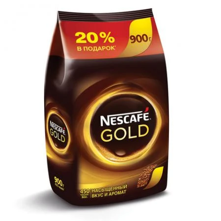 Фото Кофе растворимый NESCAFE (Нескафе) "Gold", сублимированный, 900 г, мягкая упаковка