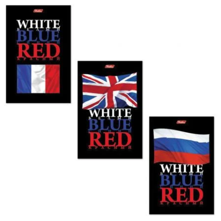 Фото Блокнот А6, 40 л., склейка, ламинированная обложка, HATBER, "White Blue Red", 97х155 мм