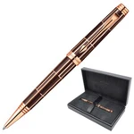 фото Ручка шариковая PARKER "Premier Luxury Brown PGT", корпус латунь, лак, позолоченные детали, черная