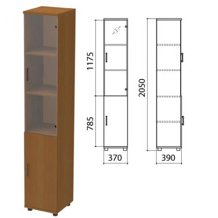 Фото Шкаф закрытый со стеклом "Монолит", 370х390х2050 мм, цвет орех гварнери (КОМПЛЕКТ)