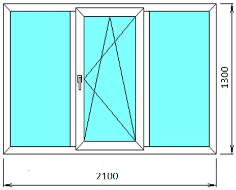 Фото Окно трёхстворчатое 2100*1300
