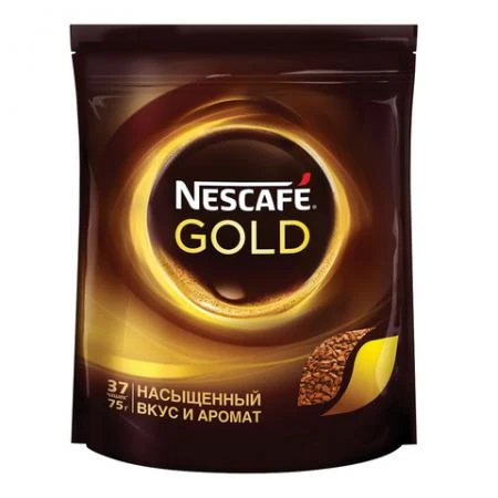 Фото Кофе растворимый NESCAFE (Нескафе) "Gold", сублимированный, 75 г, мягкая упаковка