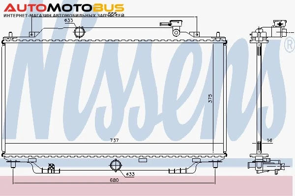 Фото Радиатор охлаждения двигателя NISSENS 68555