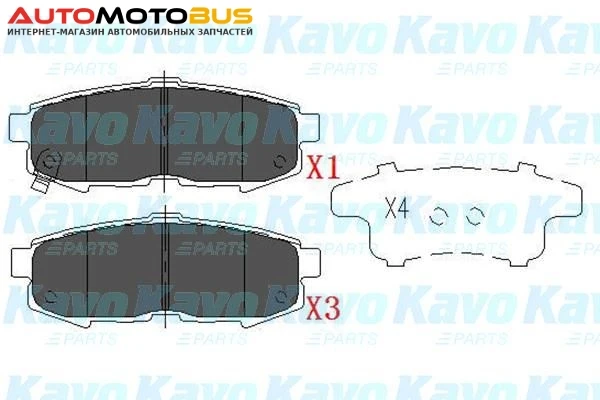 Фото Комплект тормозных дисковых колодок KaVo Parts KBP-4555