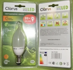 Фото Светодиодная лампа Clarus LED Decor F38-W 3W, E14, 220V, 2700K