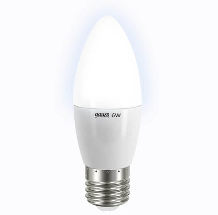 Фото Лампа Gauss LED Elementary Candle 6W E27 4100K 1/10/50