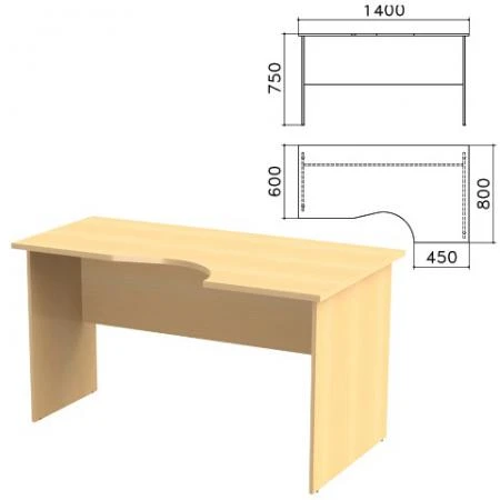 Фото Стол письменный эргономичный "Канц", 1400х800х750 мм, правый, цвет бук невский, СК30.10