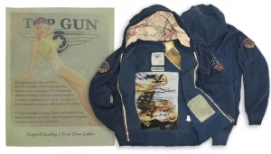 Фото Синяя толстовка ''Vintage Aviation Fur Top Gun Zip-Up Military Patches'' #TGD1007N