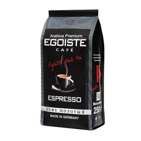 Фото Кофе молотый EGOISTE "Espresso", натуральный, 250 г, 100% арабика, вакуумная упаковка