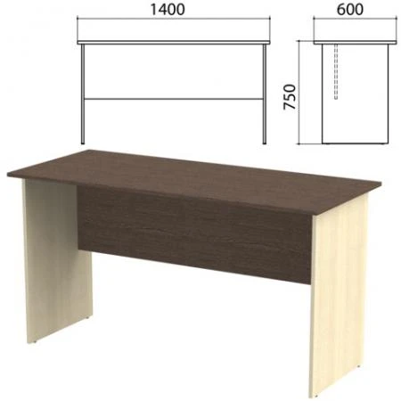 Фото Стол письменный "Канц", 1400х600х750 мм, цвет венге/дуб молочный (КОМПЛЕКТ)