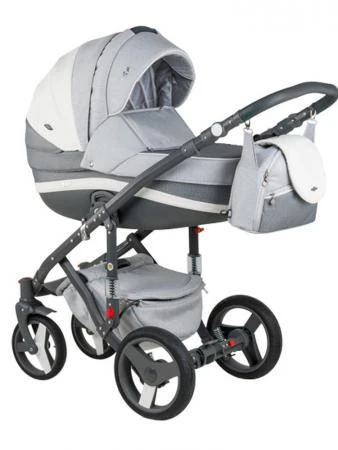 Фото Коляска 2в1 BeBe-Mobile Movo R24 кожа белая + серый/светло-серый