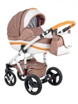 фото Коляска 2в1 BeBe-Mobile Movo R3 кожа белая/оранжевая + светло-бежевый