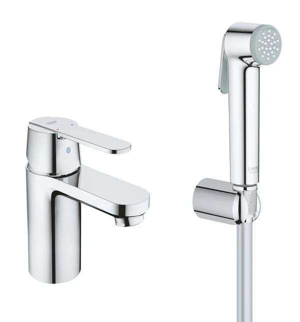 Фото Смеситель для раковины GROHE Get с цепочкой и гигиеническим душем, хром (23238000)