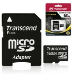 фото Карта памяти micro SDHC 16 GB TRANSCEND, скорость передачи данных 10 Мб/сек. (class 10), с адаптером