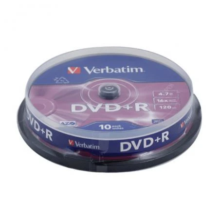 Фото Диск DVD+R (плюс) VERBATIM, 4,7 Gb, 16x, 10 шт., Cake Box