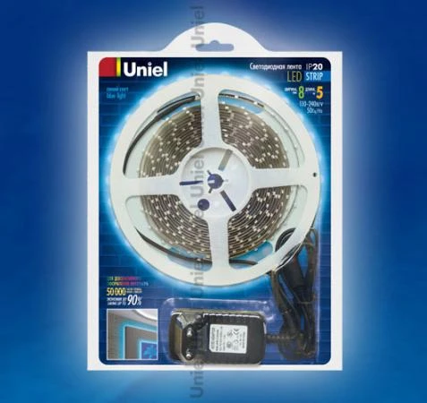 Фото ULS-3528-60LED/m-8mm-IP20-DC12V-BLUE Лента светодиодная UNIEL.