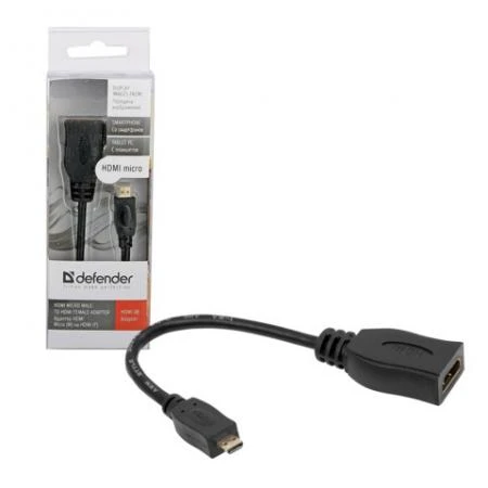 Фото Кабель-переходник HDMI-micro HDMI, 14,5 см, DEFENDER, F-M, для передачи цифрового аудио-видео