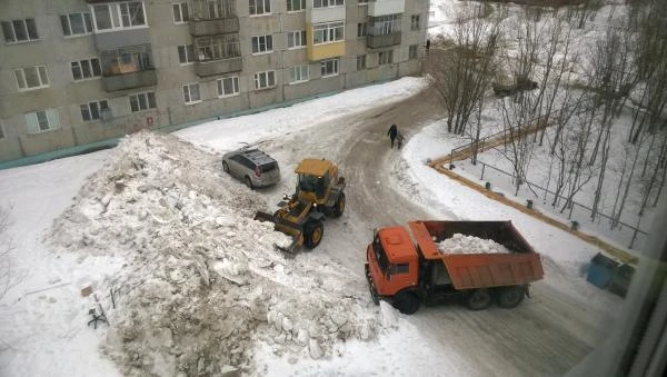 Фото Уборка дворовой территории от снега