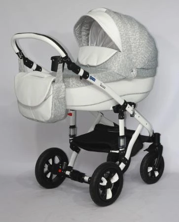 Фото Коляска 2в1 BeBe-Mobile Toscana Ecco 100% 716S кожа серая/светло-серая с рисунком