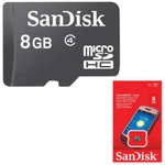 фото Карта памяти micro SDHC, 8 GB, SANDISK, скорость передачи данных 4 Мб/сек. (class 4)