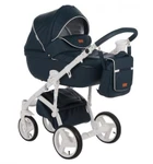 фото Коляска 2в1 BeBe-Mobile Ravenna Deluxe V203 кожа 100 % белая/темно-синяя