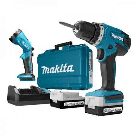 Фото Аккум. дрель-шуруповерт MAKITA DF 347 DWLE в чем. + фонарь (14.4 В