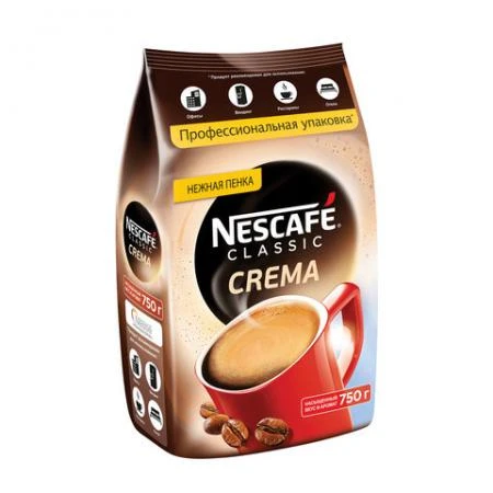 Фото Кофе растворимый NESCAFE (Нескафе) Classic Crema, с нежной пенкой, 750 г, мягкая упаковка