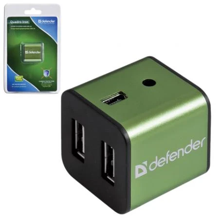 Фото Хаб DEFENDER QUADRO IRON, USB 2.0, 4 порта, алюминиевый корпус, порт для питания