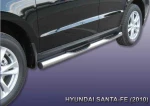 фото Slitkoff Защита порогов d76 с проступями Hyundai Santa Fe 2010