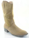 фото Rhinestoned Western Closed Toe Cowboy Boots Mid Calf Low Heel