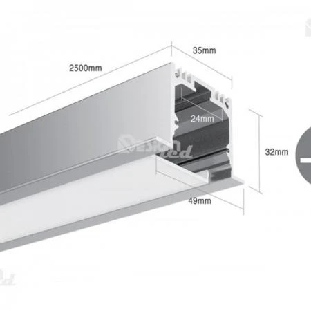 Фото Профиль для светодиодной ленты прямоугольный встраиваемый LE4932