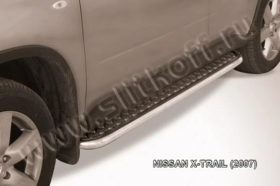 Фото Slitkoff Защита порогов d42 с листом Nissan X trail 2007