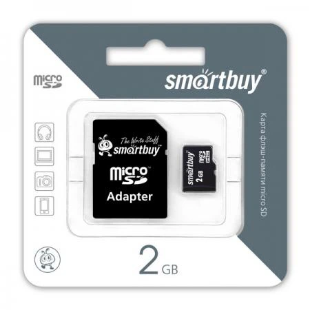 Фото SD micro карта памяти 2GB с адаптером SD Smartbuy