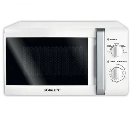 Фото Микроволновая печь SCARLETT SC-2007, объем 20 л, мощность 700 Вт, механическое управление, таймер, белая