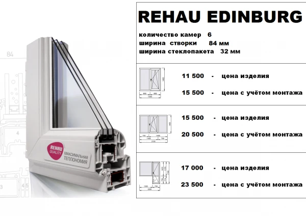 Фото Окна ПВХ Rehau Edinburg от компании ОКНА - ОПТИМА