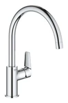 фото Смеситель для кухонной мойки GROHE Start Edge QuickFix  (30529001) с высоким C-образным изливом, хро