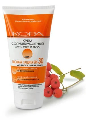 Фото Крем солнцезащитный для лица и тела высокая защита SPF30 Кора