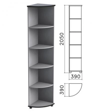 Фото Шкаф (стеллаж) угловой "Монолит", 390х390х2050 мм, 4 полки, цвет серый, УМ46.11