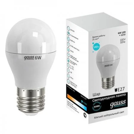 Фото Лампа светодиодная LED Elementary Globe 6Вт E27 2700К; LD53216