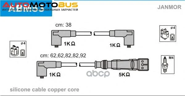 Фото Комплект проводов зажигания JANMOR ABM53