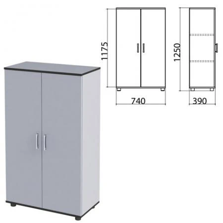 Фото Шкаф закрытый "Монолит", 740х390х1250 мм, цвет серый (КОМПЛЕКТ)