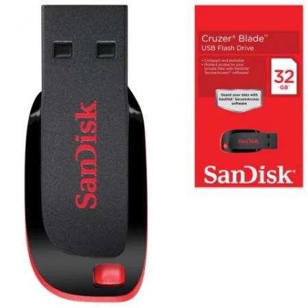 Фото Флэш-диск 32 GB, SANDISK Cruzer Blade, USB 2.0, черно-красный