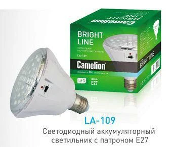 Фото Светильник аккумуляторный Camelion LA-109 (24 LED, DC, 220В, патрон Е27)