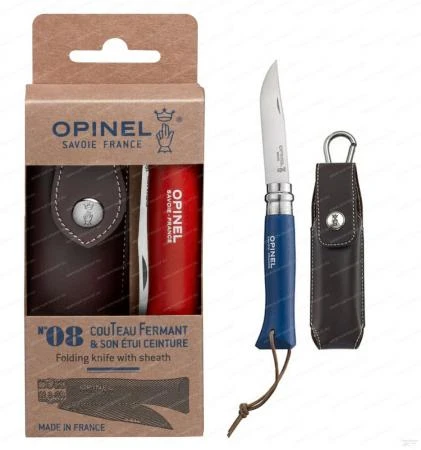 Фото Нож Opinel серии Tradition Colored №08, клинок 8,5 см, рукоять из граба с темляком в чехле