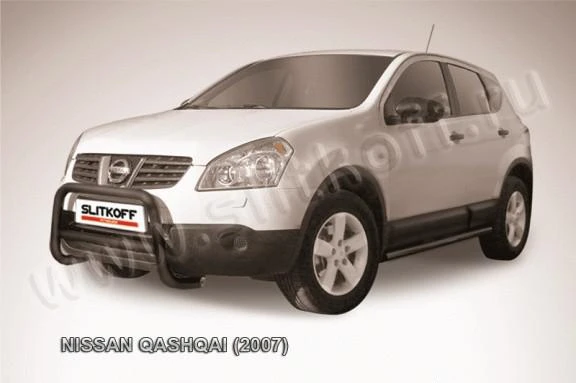 Фото Slitkoff Кенгурятник d57 высокий черный NISSAN QASHQAI (2007)