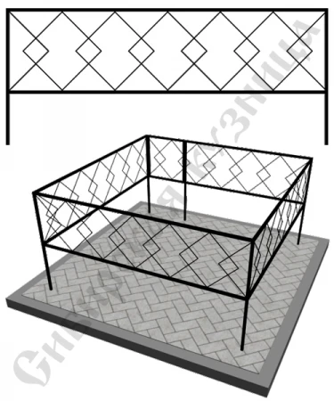 Фото Оградка металлическая на кладбище №21 - изготовим "под ключ"