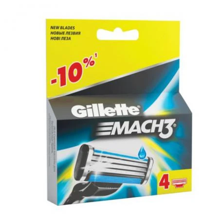 Фото Сменные кассеты для бритья GILLETTE (Жиллет) "Mach3", 4 шт., для мужчин