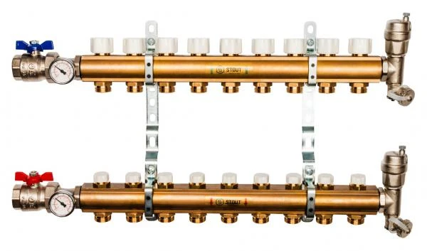 Фото Коллектор Stout из латуни без расходомеров 9 выходов