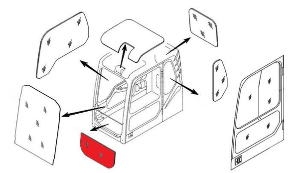 Фото Стекло лобовое нижнее (триплекс) 4651654 HITACHI серия ZAXIS-5G