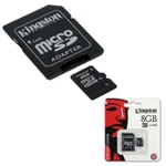 фото Карта памяти micro SDHC, 8 GB, KINGSTON, скорость передачи данных 10 Мб/сек. (class 10), с адаптером